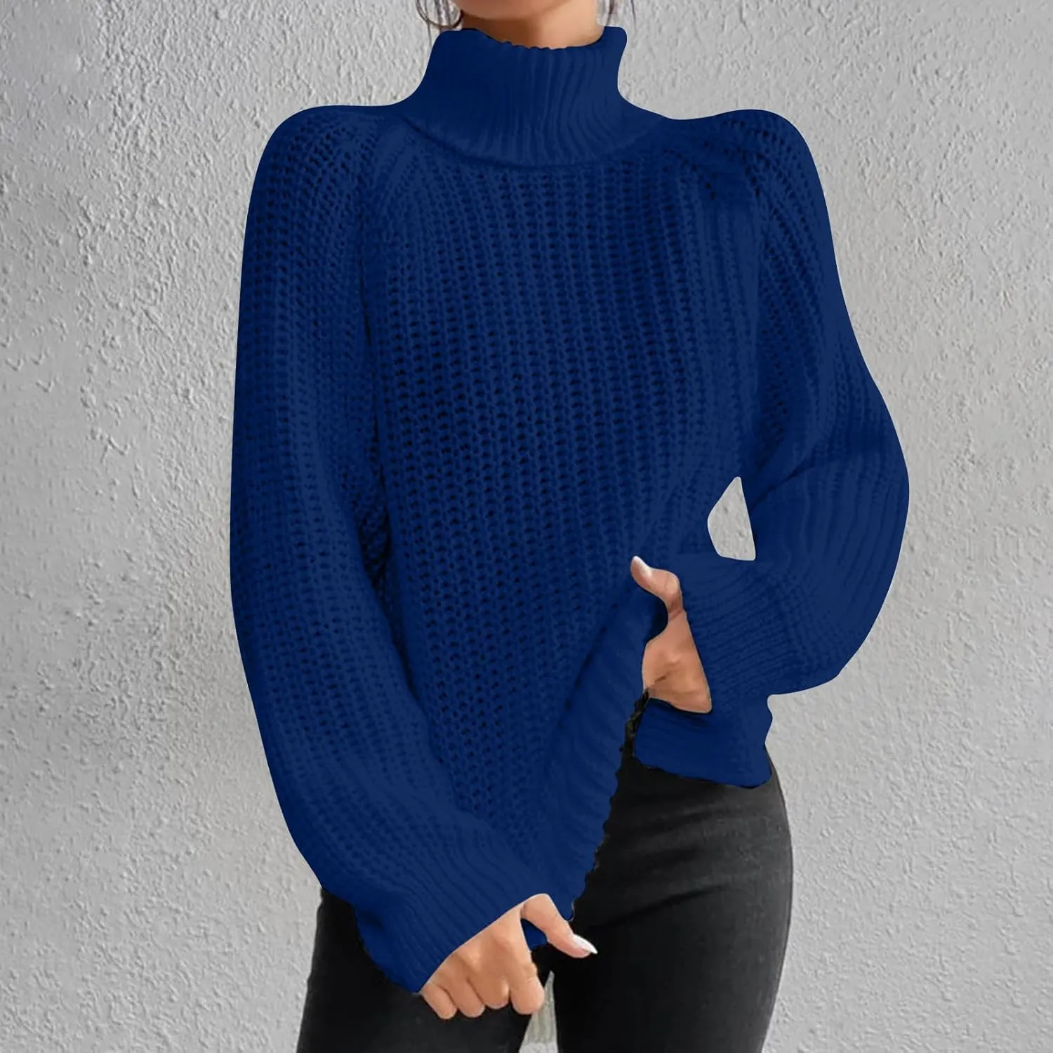 Turtleneck Sweaters for Women Winter Warm Long Sleeve Fitted Chunky Knit Pullover Sweater Tops Dressy Casual