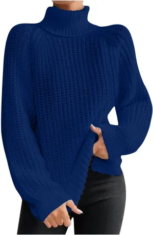 Turtleneck Sweaters for Women Winter Warm Long Sleeve Fitted Chunky Knit Pullover Sweater Tops Dressy Casual
