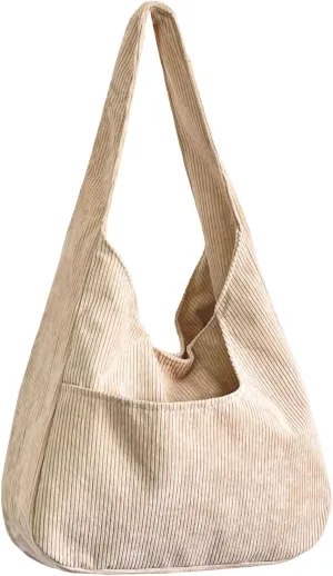 Ulisty Women Corduroy Hobo Bag Wide Strap Shoulder Bag Casual Tote Bag Shopper Purse Handbag