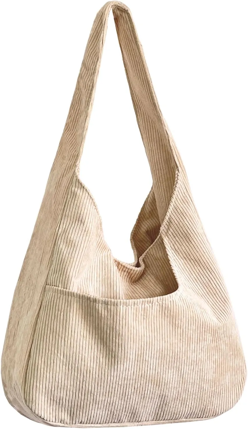 Ulisty Women Corduroy Hobo Bag Wide Strap Shoulder Bag Casual Tote Bag Shopper Purse Handbag