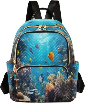 Underwater Zoo Backpack Purse for Women Fashion Small Mini Daypack Purse for Lady Anti-theft Shoulder Bag with Strap Handbag Lady Purse, Medium