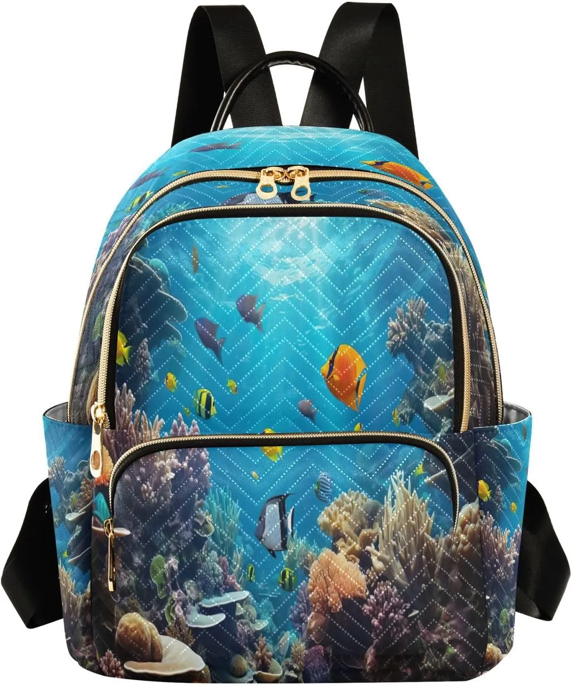 Underwater Zoo Backpack Purse for Women Fashion Small Mini Daypack Purse for Lady Anti-theft Shoulder Bag with Strap Handbag Lady Purse, Medium
