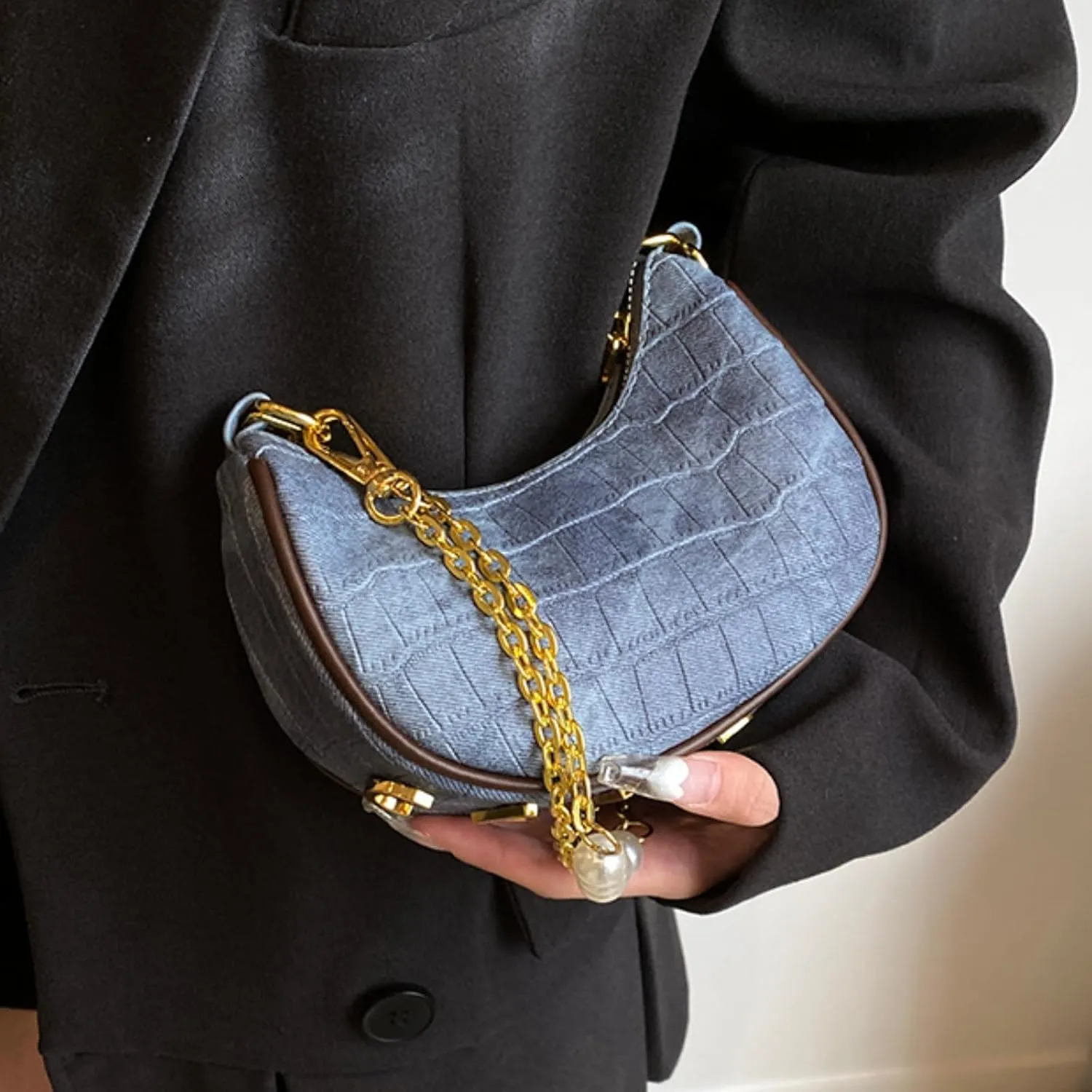 Unique Design Single Shoulder Bag for Women - Summer Chic Underarm Handbag with Chain Strap for Crossbody or Clutch