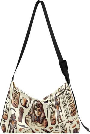 Unisex Shoulder Bag Crossbody Handbag Egypt-hieroglyphs-pharaoh Women Casual Hobo Bag Lightweight PU Leather Tote