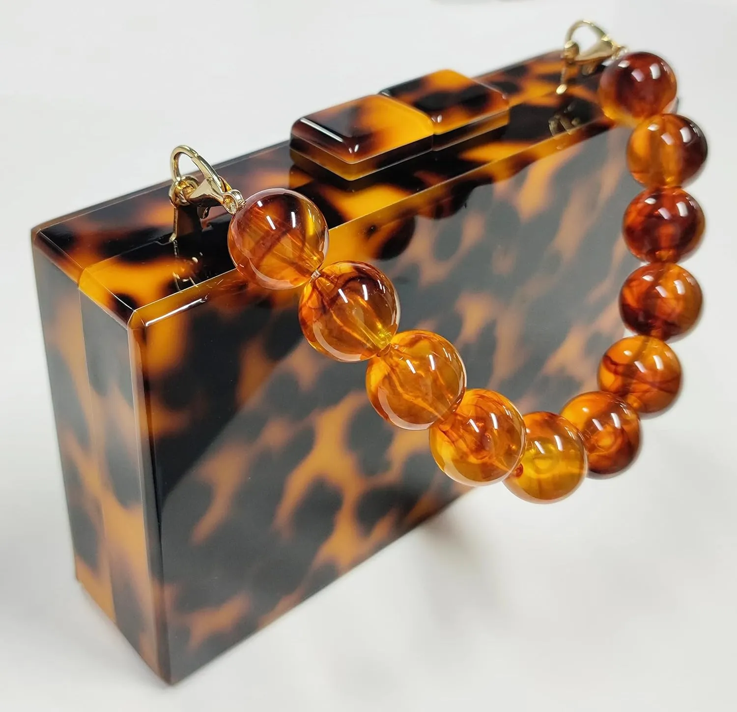 URAWOW Acrylic Evening Handbag Beads Bag for Women Graceful Shoulder Bag Satchel Marble Clutch Purses for Wedding Party 2023
