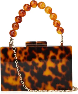 URAWOW Acrylic Evening Handbag Beads Bag for Women Graceful Shoulder Bag Satchel Marble Clutch Purses for Wedding Party 2023