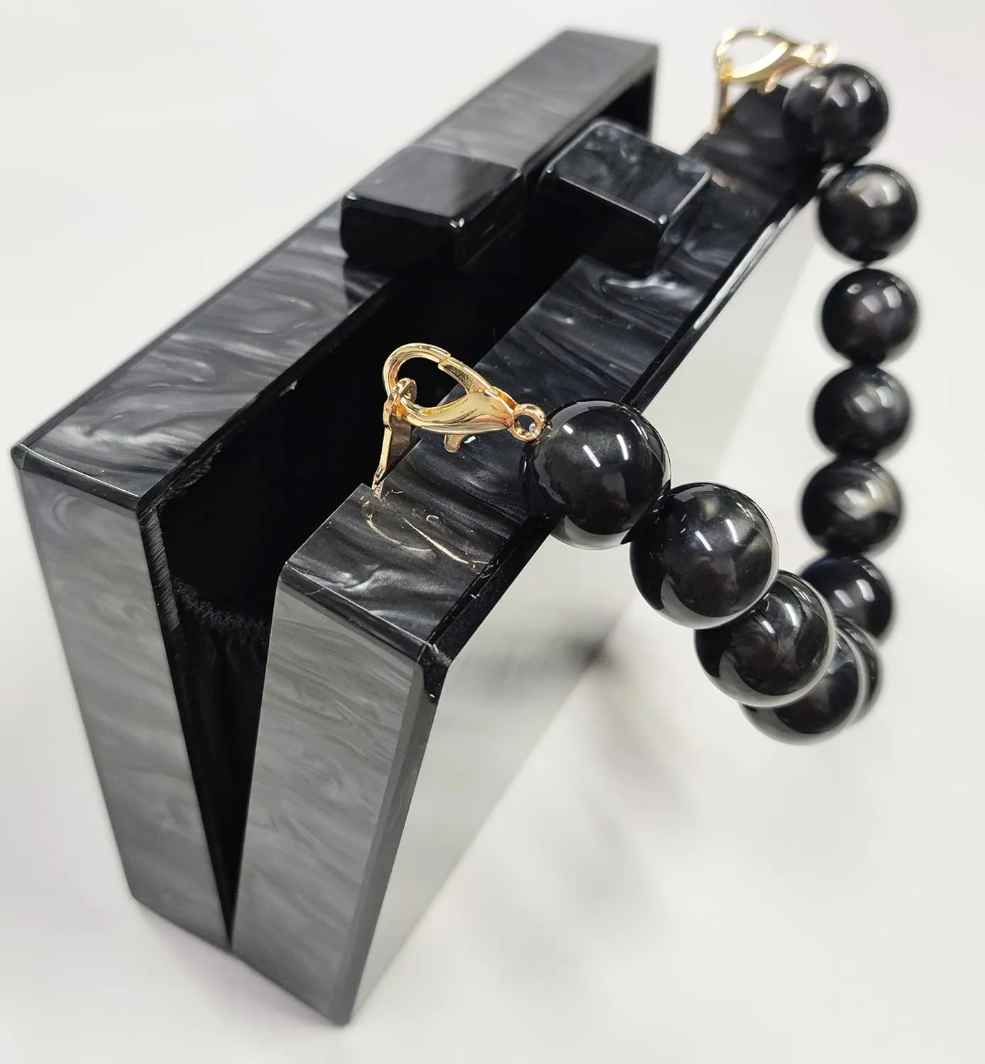 URAWOW Acrylic Evening Handbag Beads Bag for Women Graceful Shoulder Bag Satchel Marble Clutch Purses for Wedding Party 2023