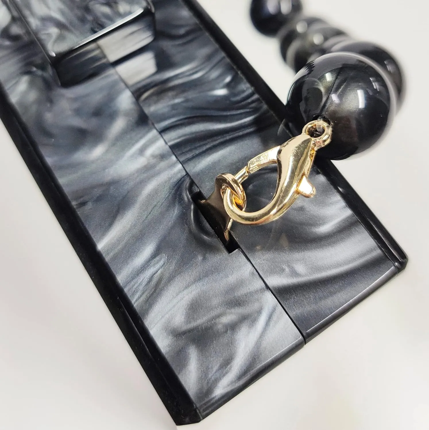 URAWOW Acrylic Evening Handbag Beads Bag for Women Graceful Shoulder Bag Satchel Marble Clutch Purses for Wedding Party 2023