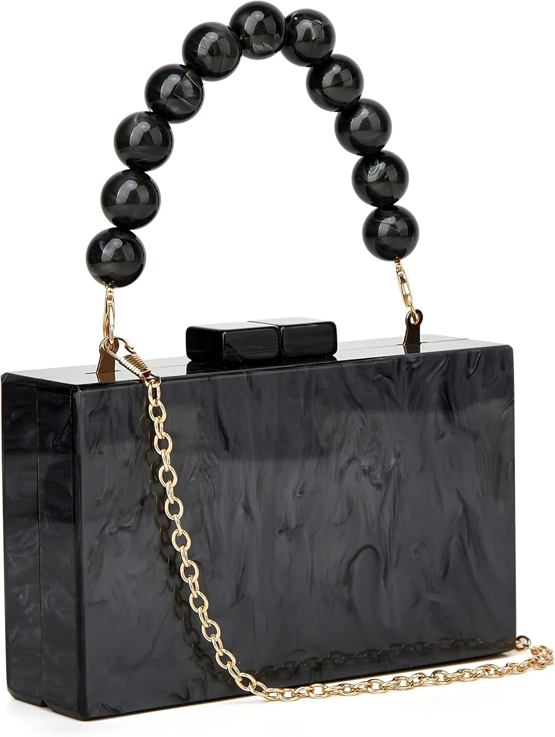 URAWOW Acrylic Evening Handbag Beads Bag for Women Graceful Shoulder Bag Satchel Marble Clutch Purses for Wedding Party 2023