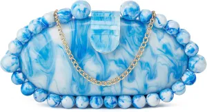 URAWOW Acrylic Evening Handbag Round Beads Bag for Women Shoulder Bag Satchel Marble Clutch Purses for Wedding Party 2023