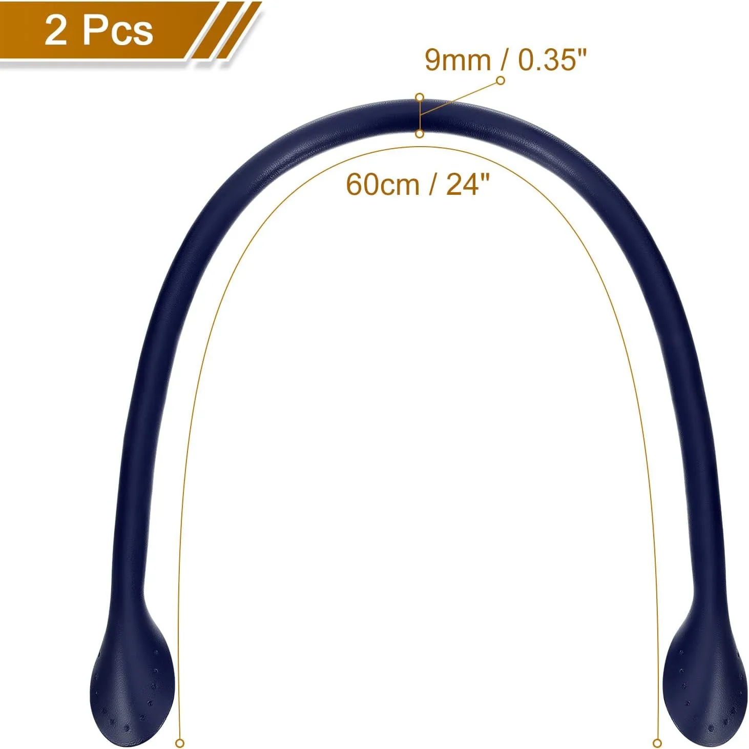 uxcell 2Pcs 24" Leather Purse Strap with Ear Shaped End Bag Handle Replacement for Purse Handbag Wallet - Deep Blue