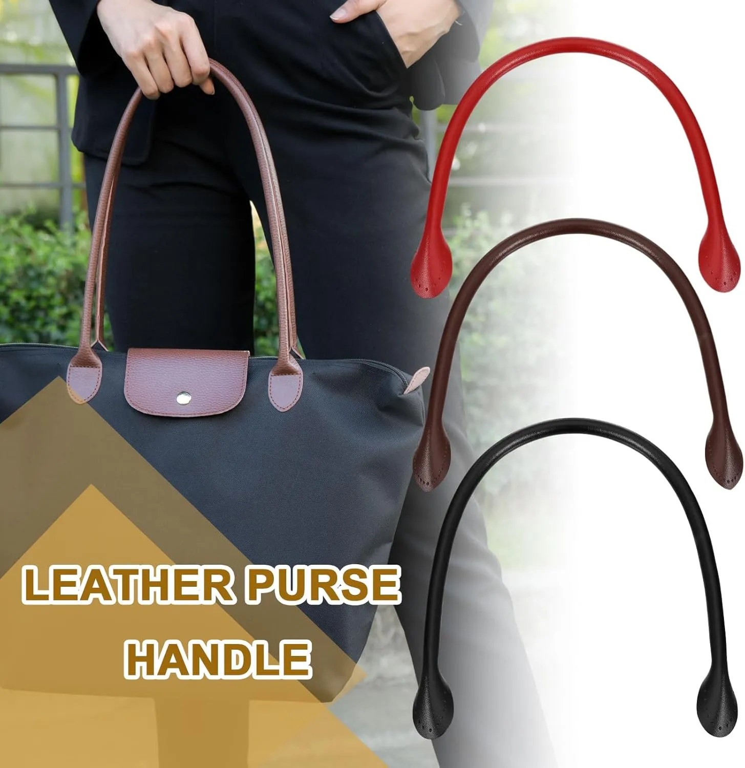uxcell 2Pcs 24" Leather Purse Strap with Ear Shaped End Bag Handle Replacement for Purse Handbag Wallet - Deep Blue