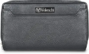 VALENCHI Leather Wallet For Women RFID Blocking Slim Minimalist Ladies Long Clutch Purse Organizer Credit Card Holder Slots with Zipper Pocket (Black Nappa Soft)