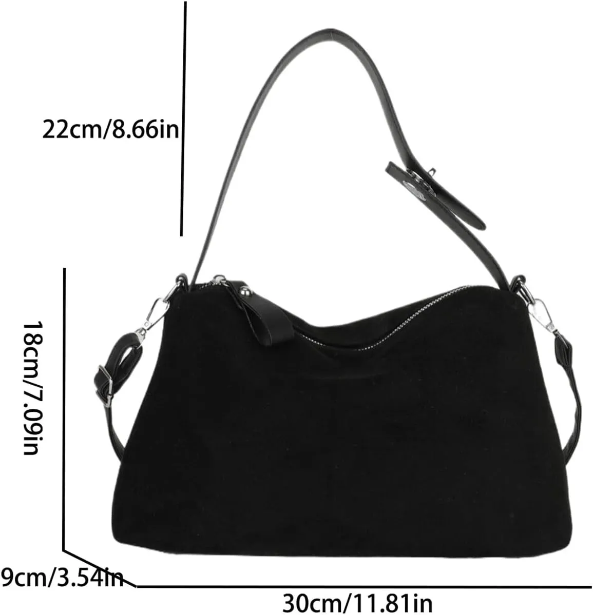 Valleycomfy Suede Purses for Women, Slouchy Shoulder Bag Retro Crescent Satchel Hobo Handbags