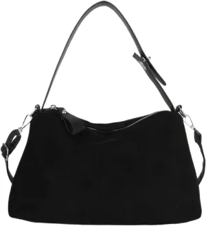 Valleycomfy Suede Purses for Women, Slouchy Shoulder Bag Retro Crescent Satchel Hobo Handbags