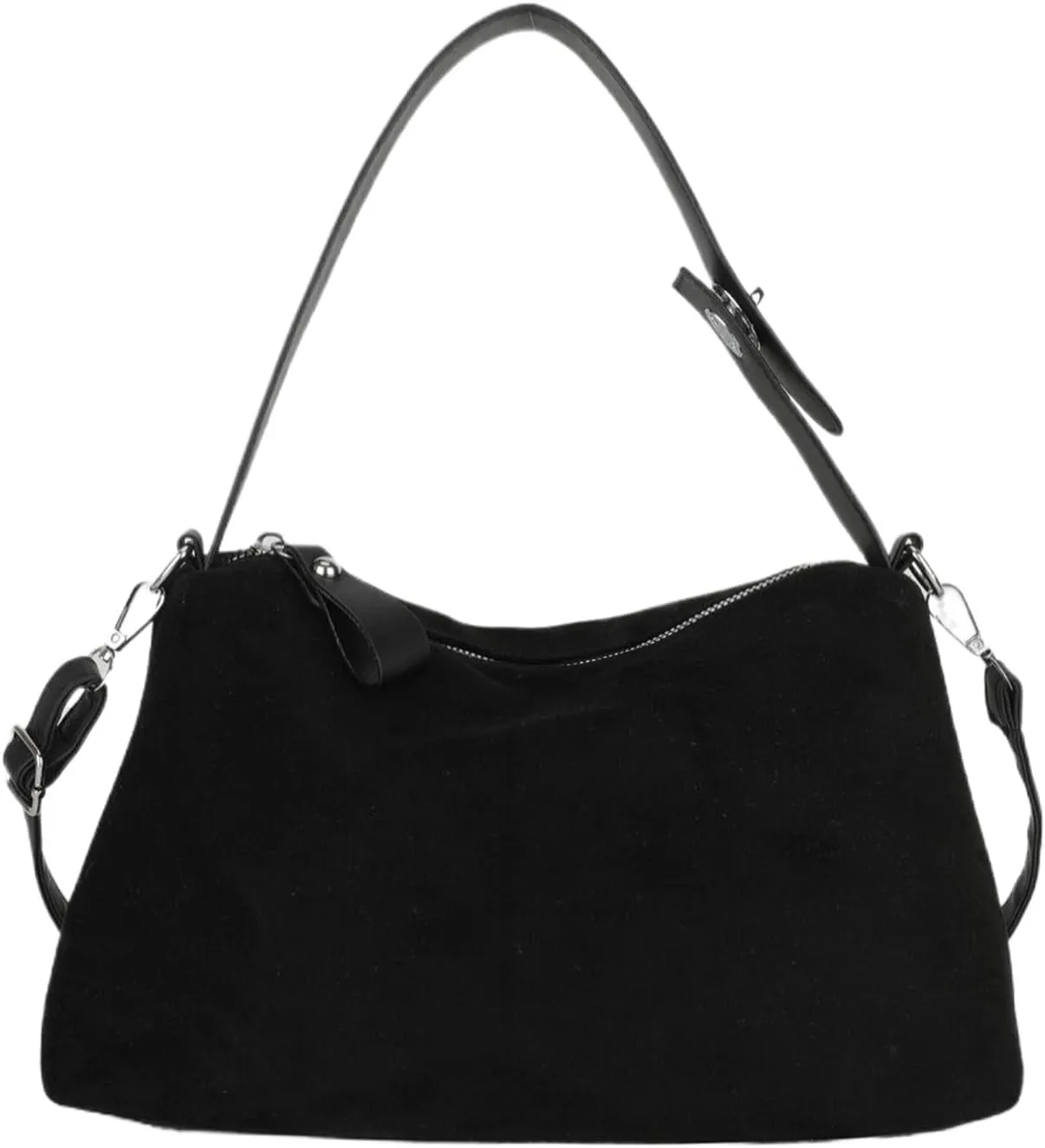 Valleycomfy Suede Purses for Women, Slouchy Shoulder Bag Retro Crescent Satchel Hobo Handbags
