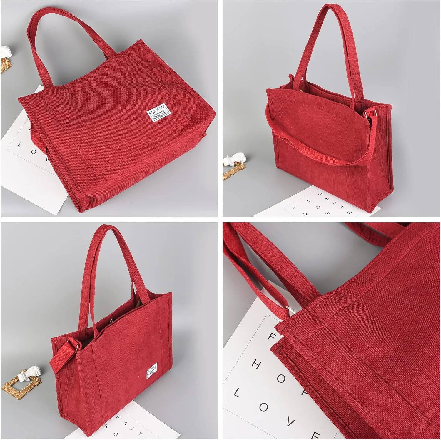 Valleycomfy Tote Bag for Women Corduroy Crossbody Tote Bag Purse Women Travel Shoulder Bags Work Handbags Everyday Hobo Bag