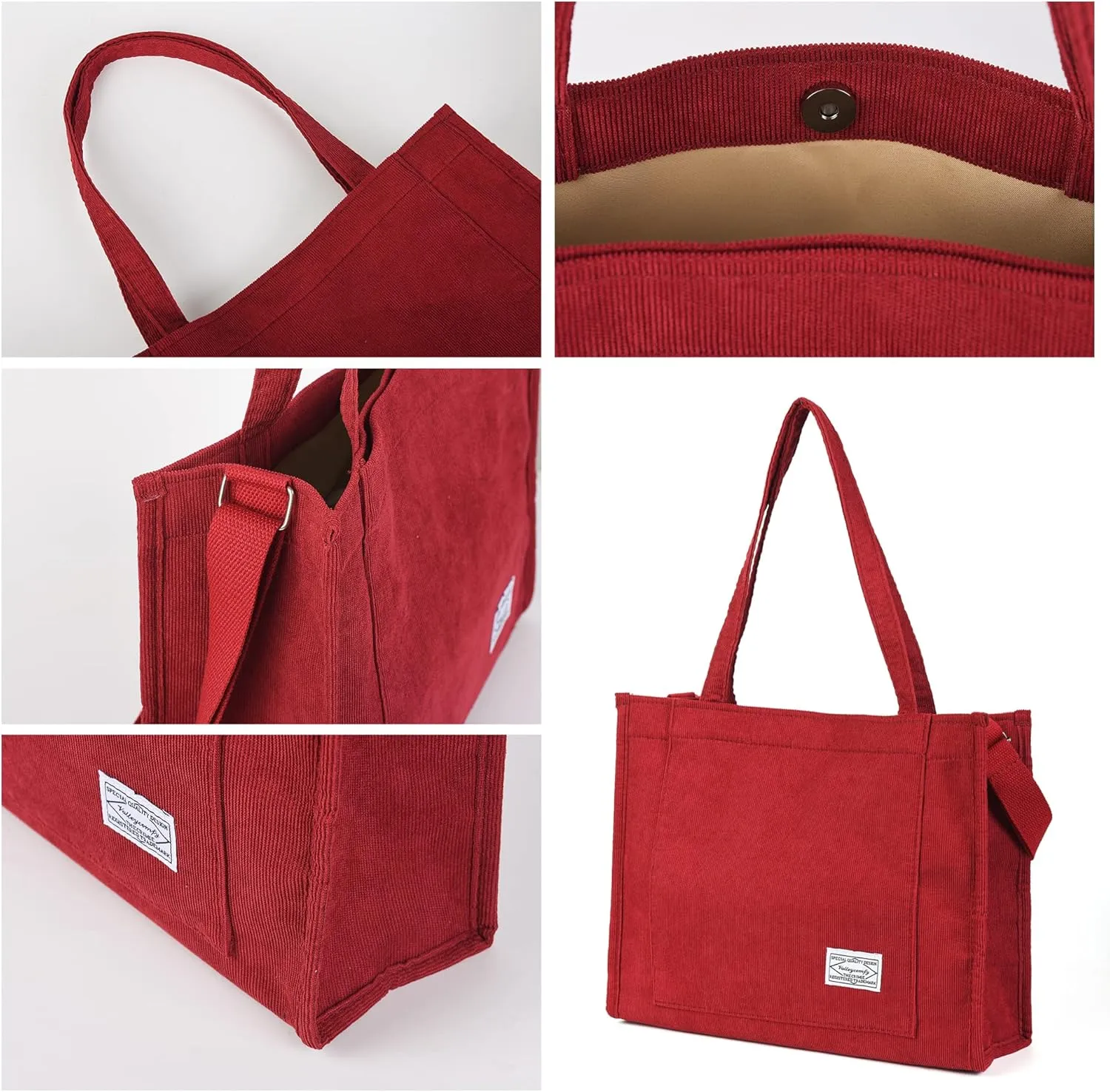 Valleycomfy Tote Bag for Women Corduroy Crossbody Tote Bag Purse Women Travel Shoulder Bags Work Handbags Everyday Hobo Bag