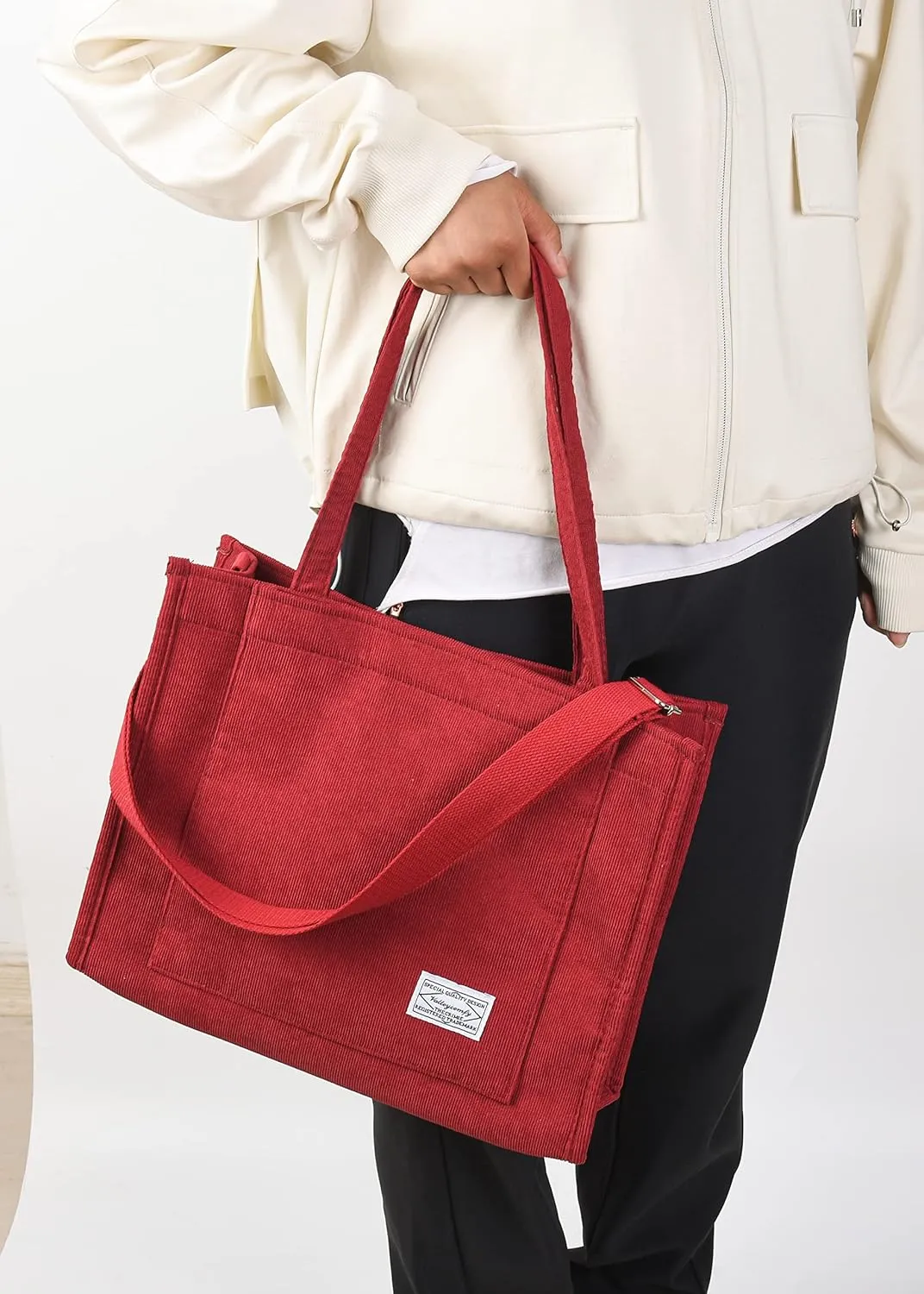 Valleycomfy Tote Bag for Women Corduroy Crossbody Tote Bag Purse Women Travel Shoulder Bags Work Handbags Everyday Hobo Bag