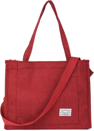 Valleycomfy Tote Bag for Women Corduroy Crossbody Tote Bag Purse Women Travel Shoulder Bags Work Handbags Everyday Hobo Bag