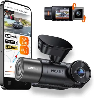 Vantrue N2X 2.7K Uber Dash Cam Front and Inside, 5G WiFi Dual Dash Camera for Car with HDR IR Night Vision, STARVIS 2, GPS, 2.5K/60FPS, LTE Support, 24/7 Parking Mode, Voice Control, Support 512GB Max