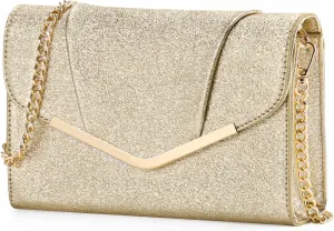 VASCHY Clutch Purse for Women,Fashion Envelope Evening Small Formal Handbag Fold-over Crossbody Shoulder Bag Wedding,Party