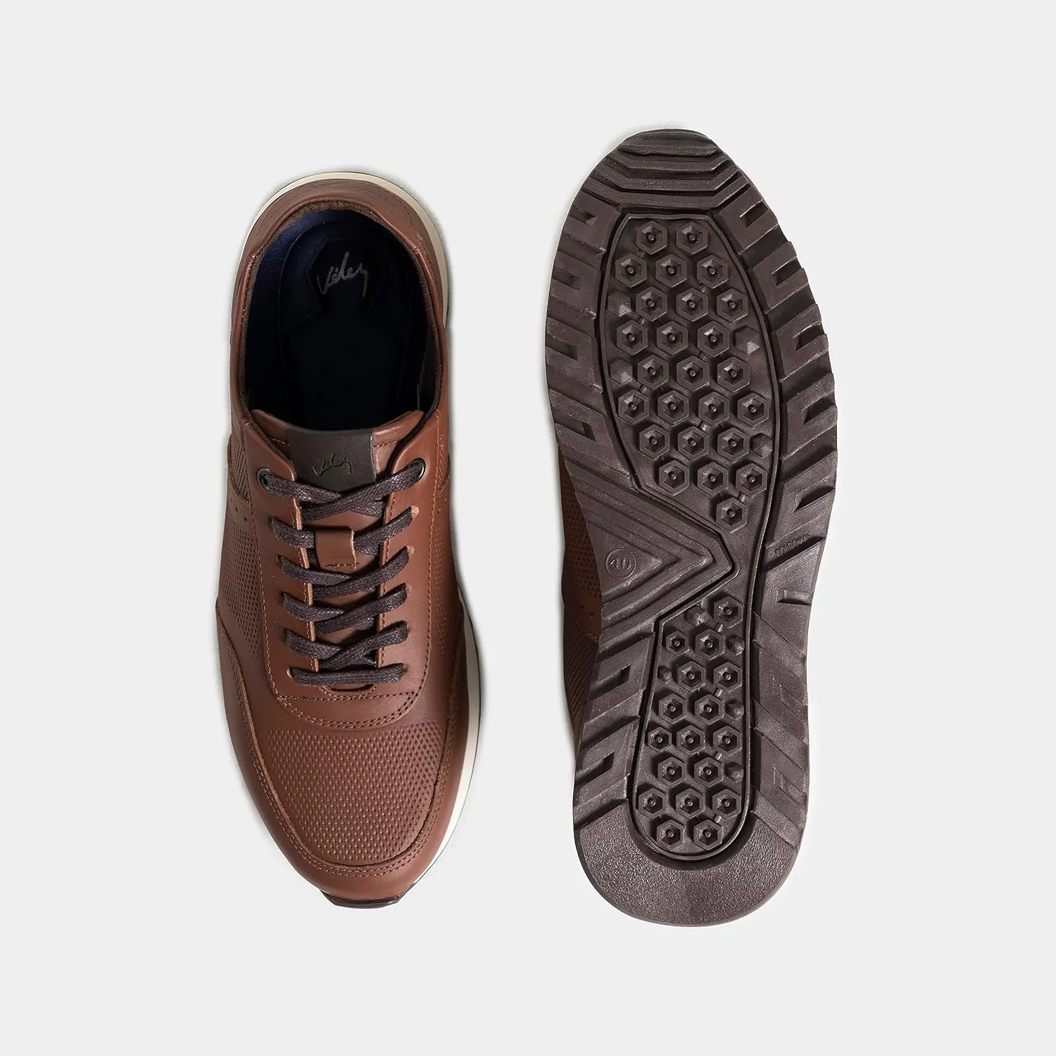 VELEZ Leather Sneakers for Men - Business Casual Dress Shoes - Lace-Up Fashion Tennis