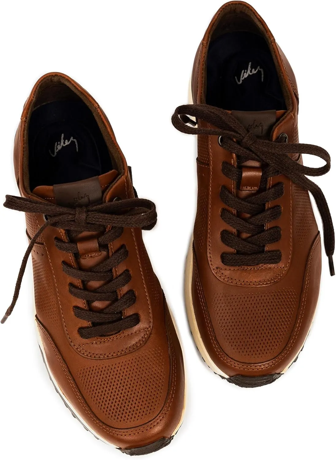VELEZ Leather Sneakers for Men - Business Casual Dress Shoes - Lace-Up Fashion Tennis