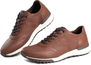 VELEZ Leather Sneakers for Men - Business Casual Dress Shoes - Lace-Up Fashion Tennis
