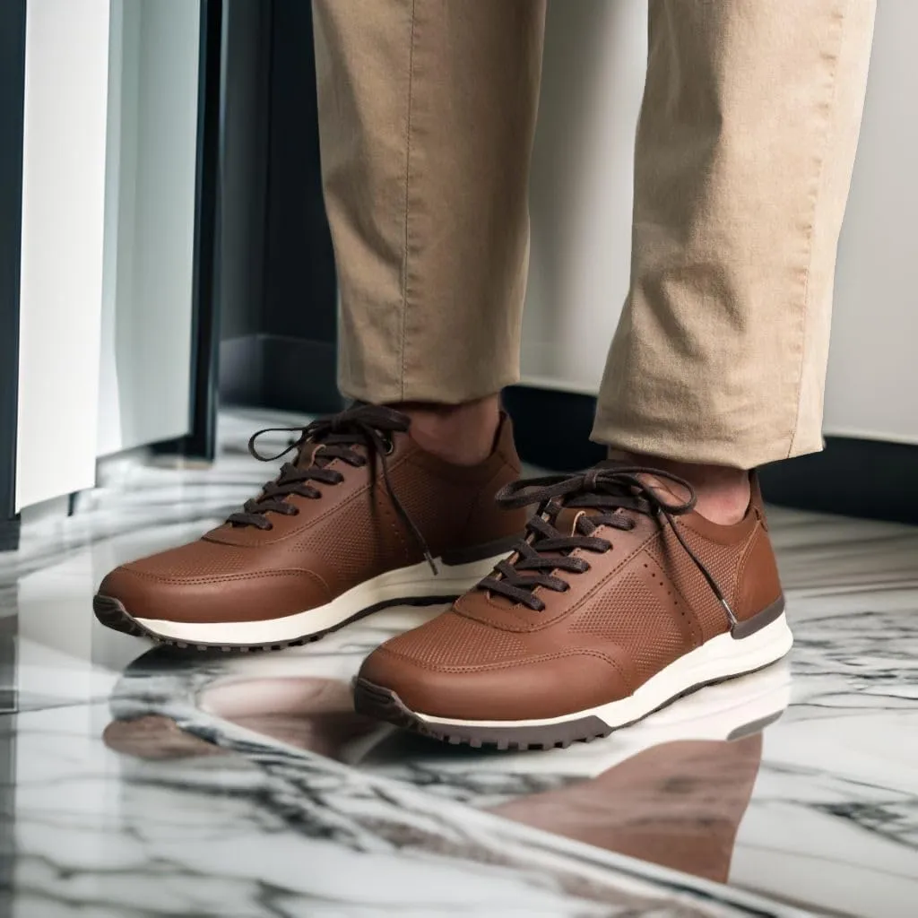 VELEZ Leather Sneakers for Men - Business Casual Dress Shoes - Lace-Up Fashion Tennis