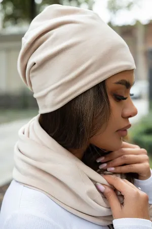 Velour Cap and Snood Set