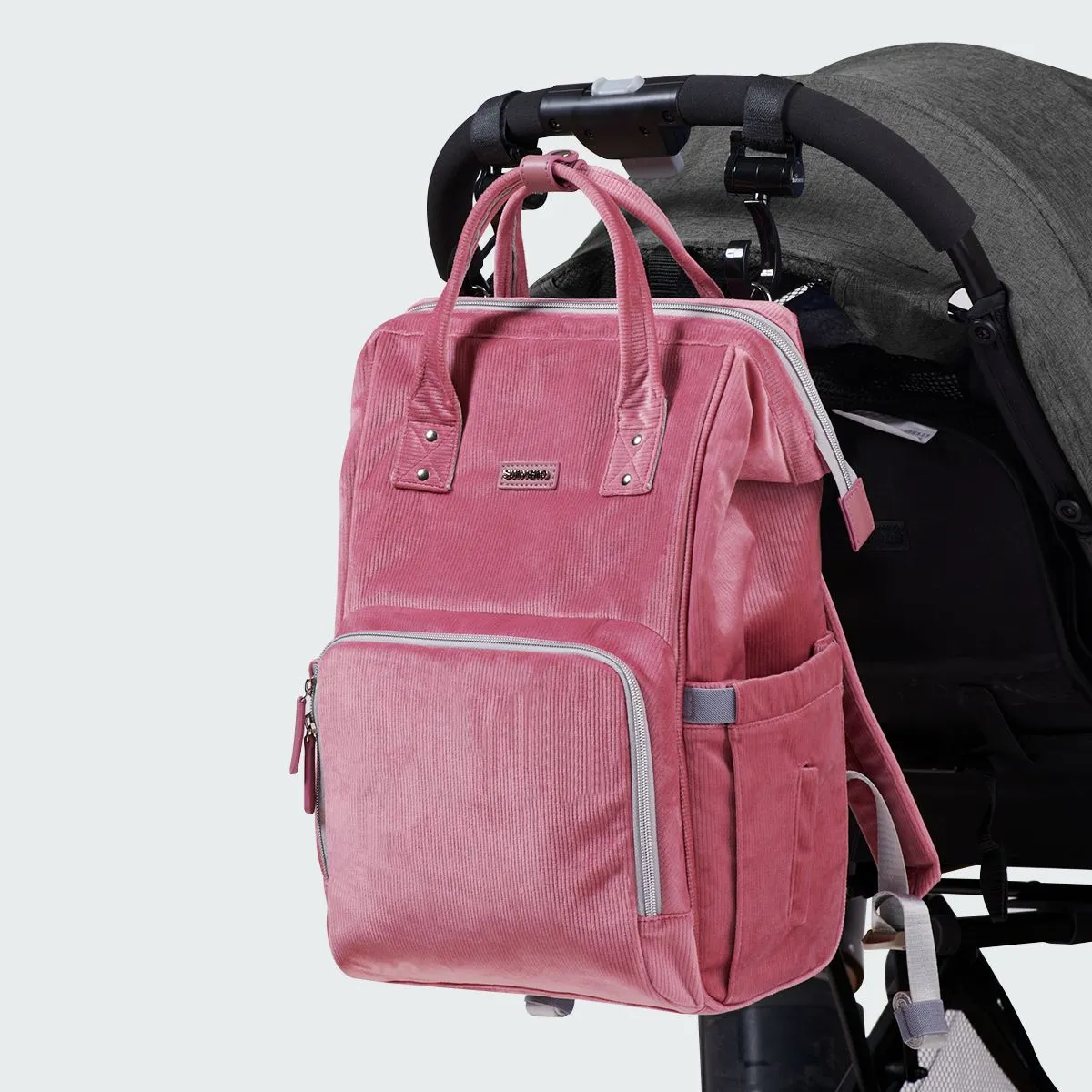 Velvet Stitching Diaper Bag Backpack