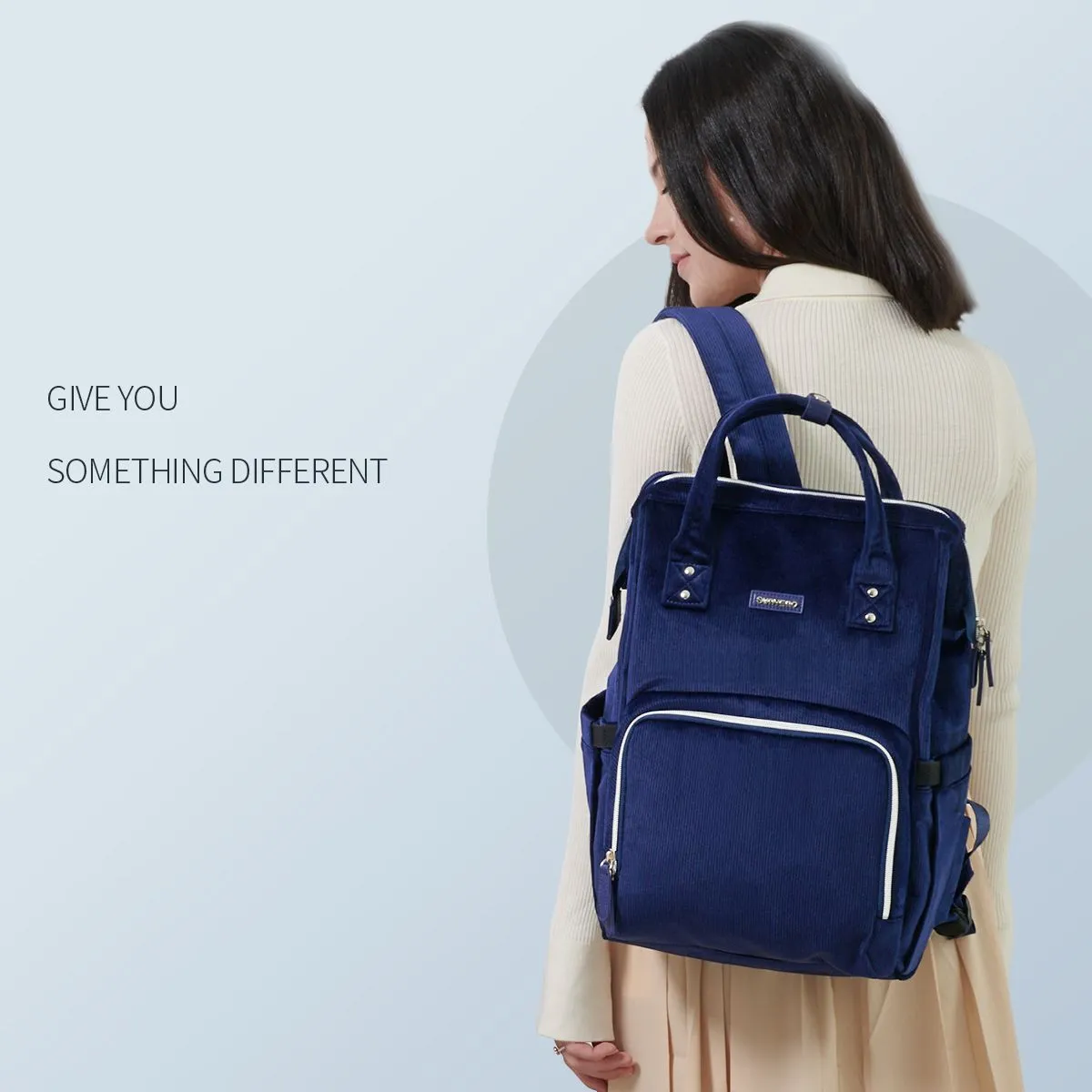 Velvet Stitching Diaper Bag Backpack