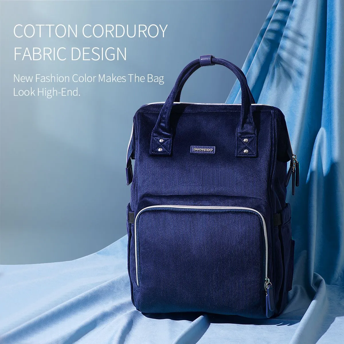 Velvet Stitching Diaper Bag Backpack