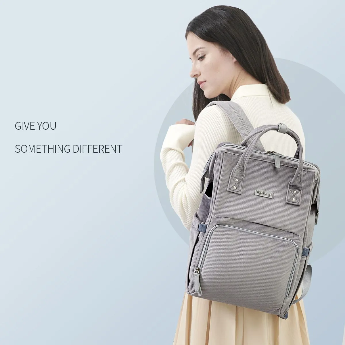 Velvet Stitching Diaper Bag Backpack