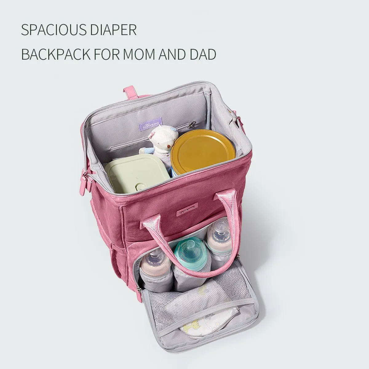 Velvet Stitching Diaper Bag Backpack