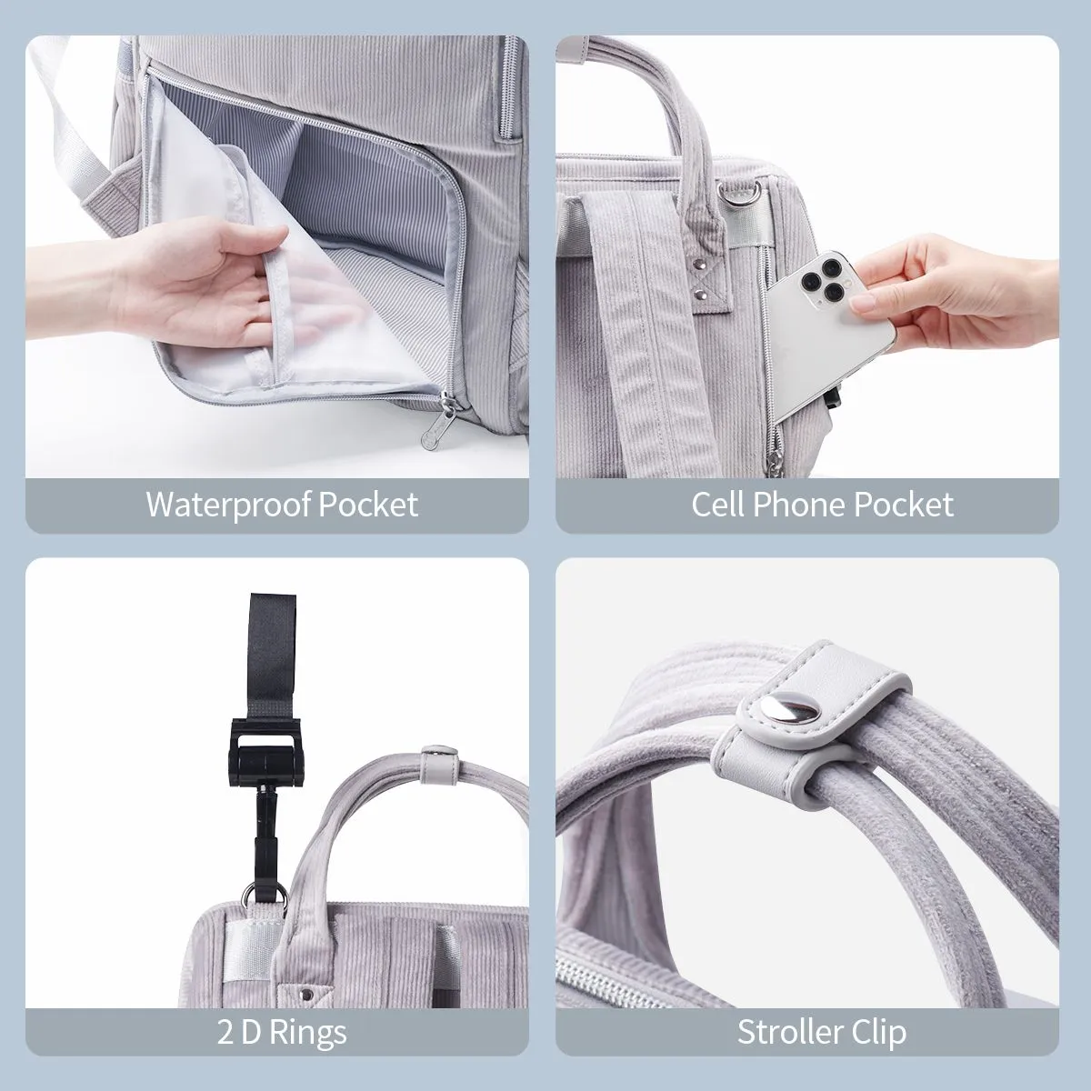 Velvet Stitching Diaper Bag Backpack