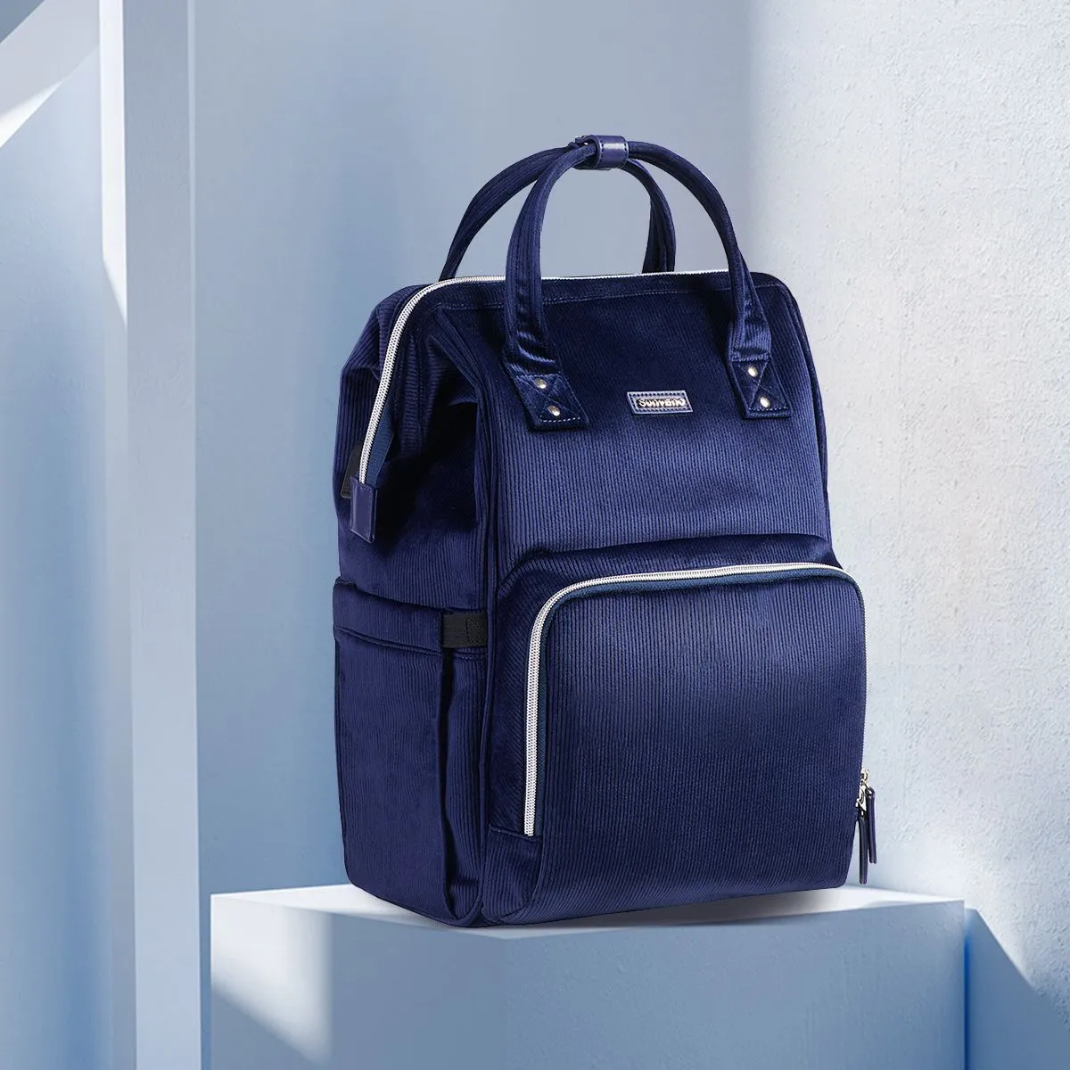 Velvet Stitching Diaper Bag Backpack