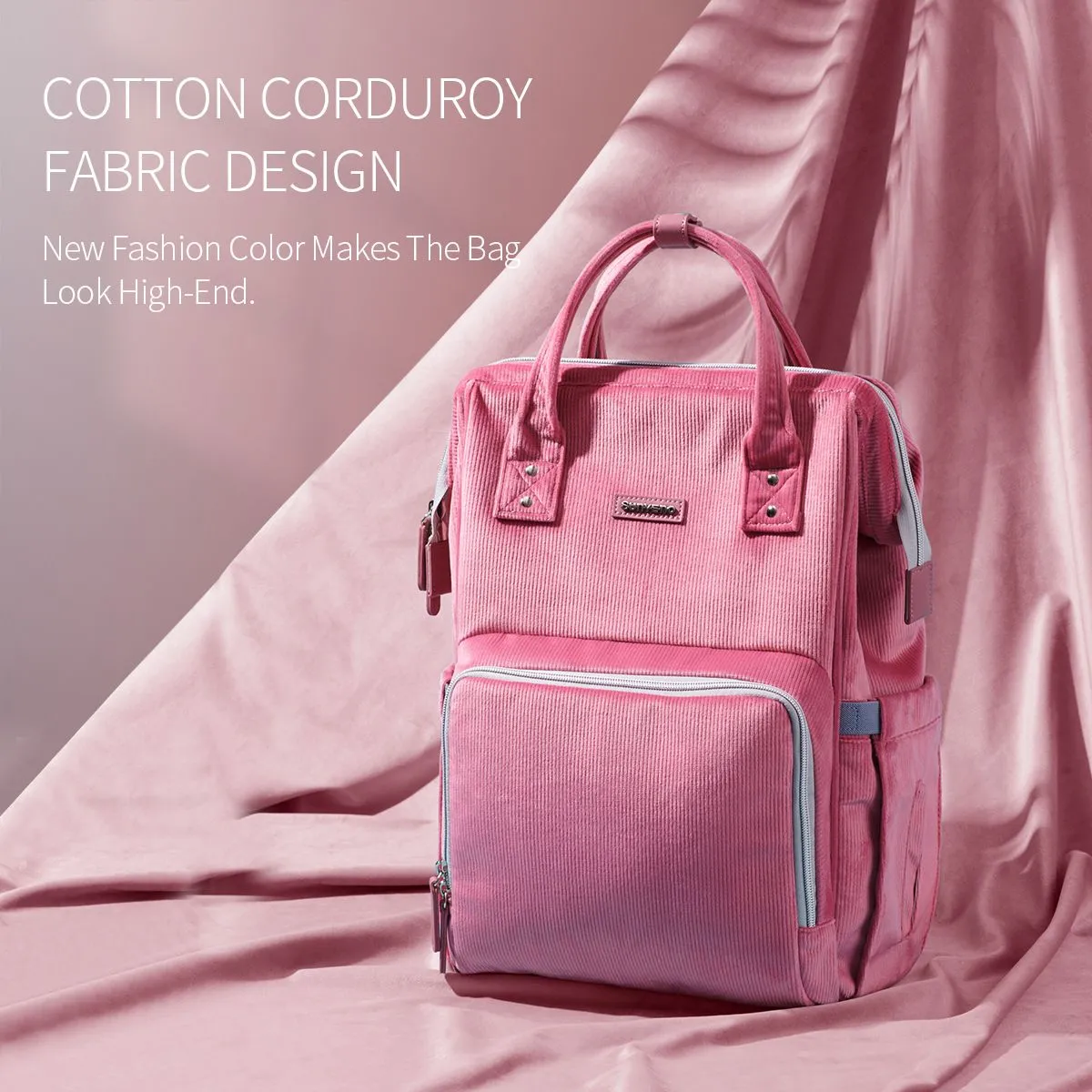 Velvet Stitching Diaper Bag Backpack