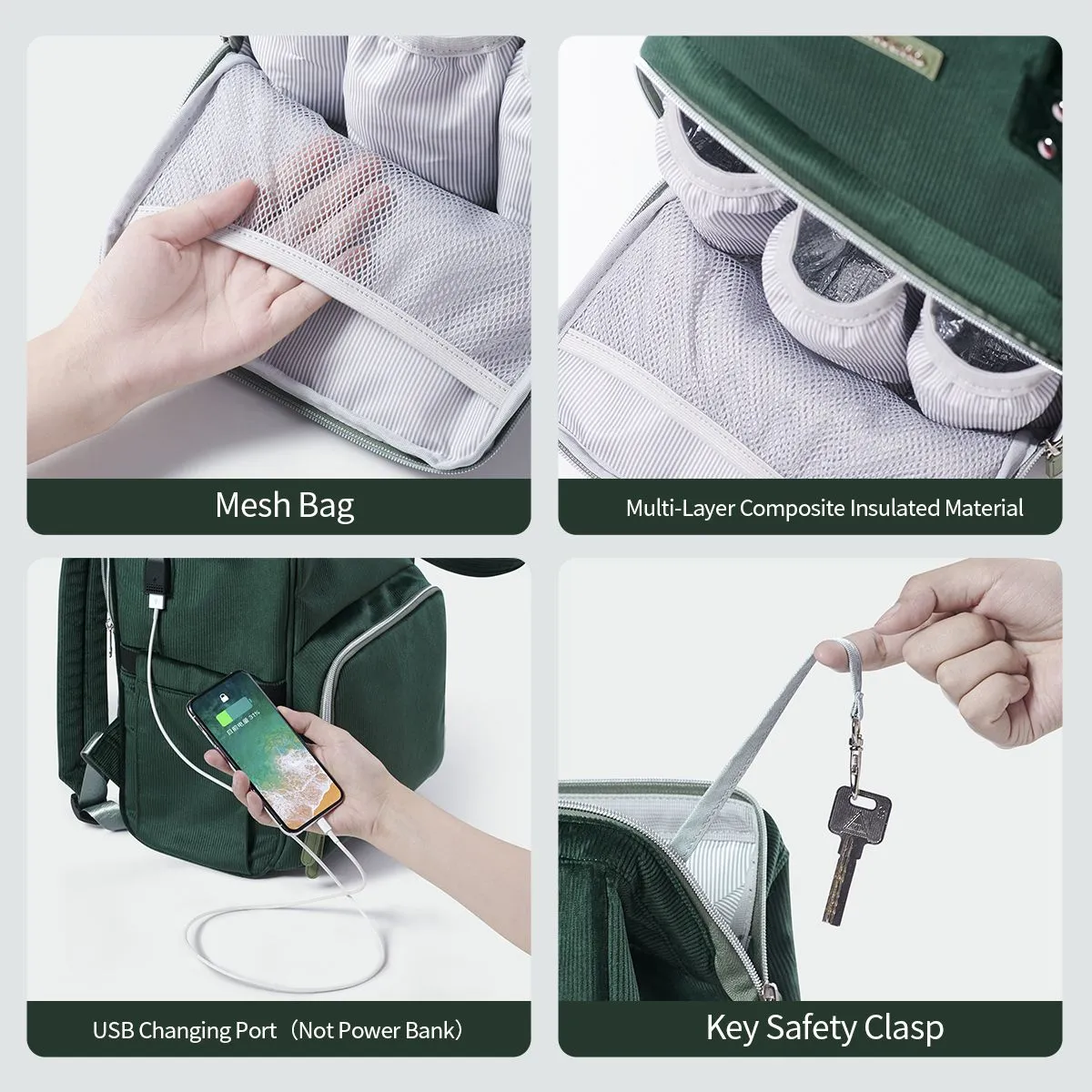 Velvet Stitching Diaper Bag Backpack