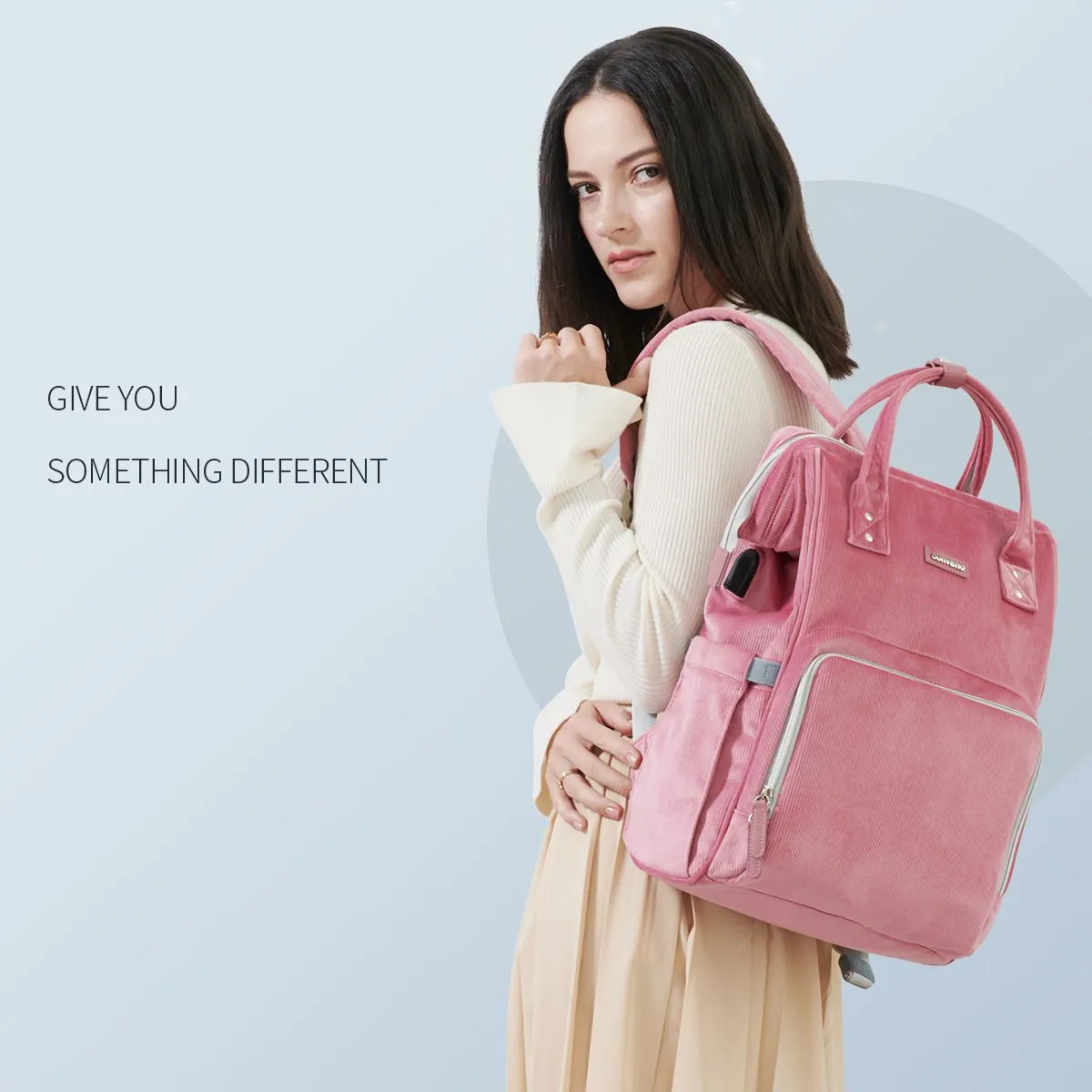 Velvet Stitching Diaper Bag Backpack