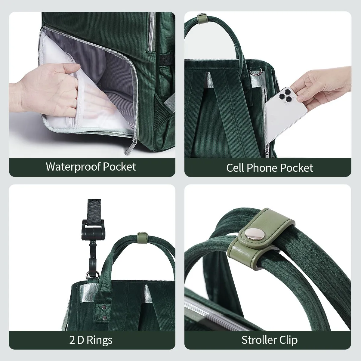 Velvet Stitching Diaper Bag Backpack
