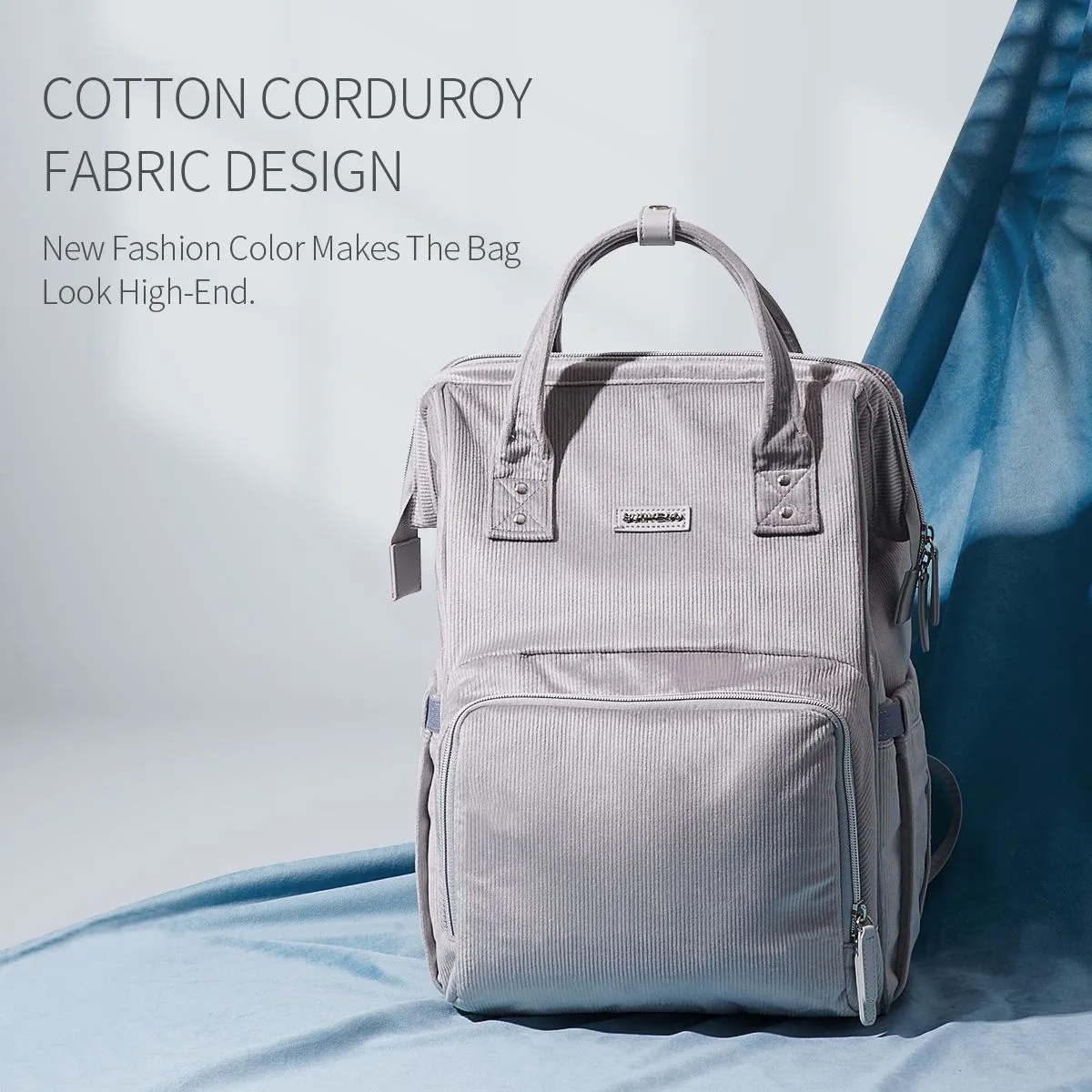 Velvet Stitching Diaper Bag Backpack