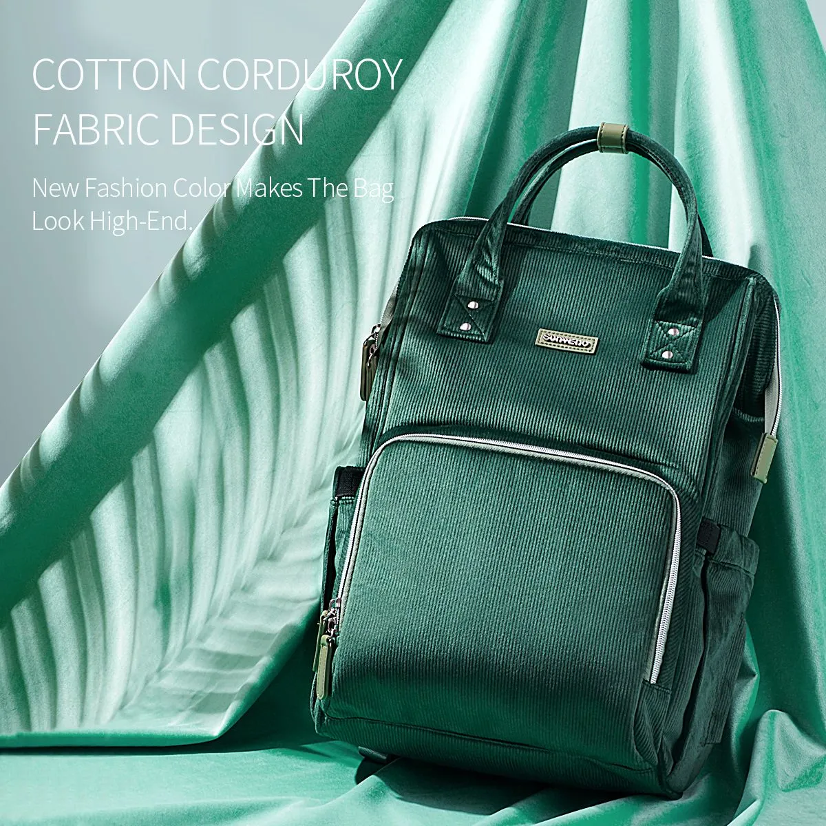 Velvet Stitching Diaper Bag Backpack