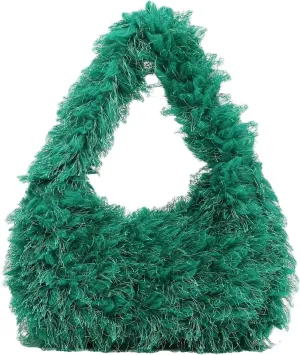 Verdusa Women's Faux Fur Fuzzy Hobo Bag Furry Handbag Purse