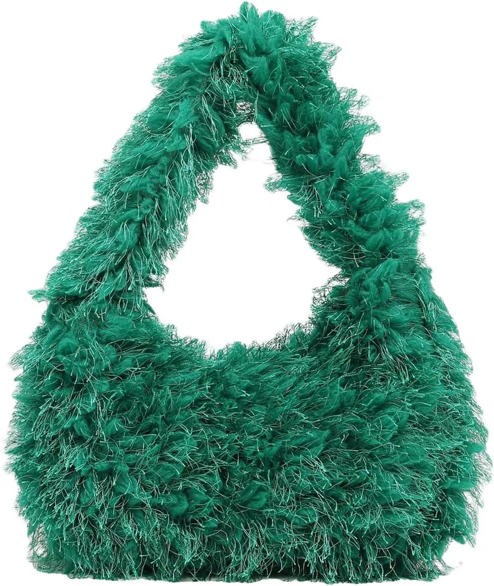 Verdusa Women's Faux Fur Fuzzy Hobo Bag Furry Handbag Purse