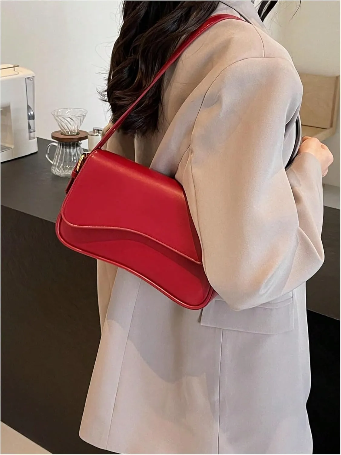 Verdusa Women's Leather Shoulder Bag Clutch Purses Trendy Hobo Crossbody Handbags Y2K Saddle Flap Underarm Purse