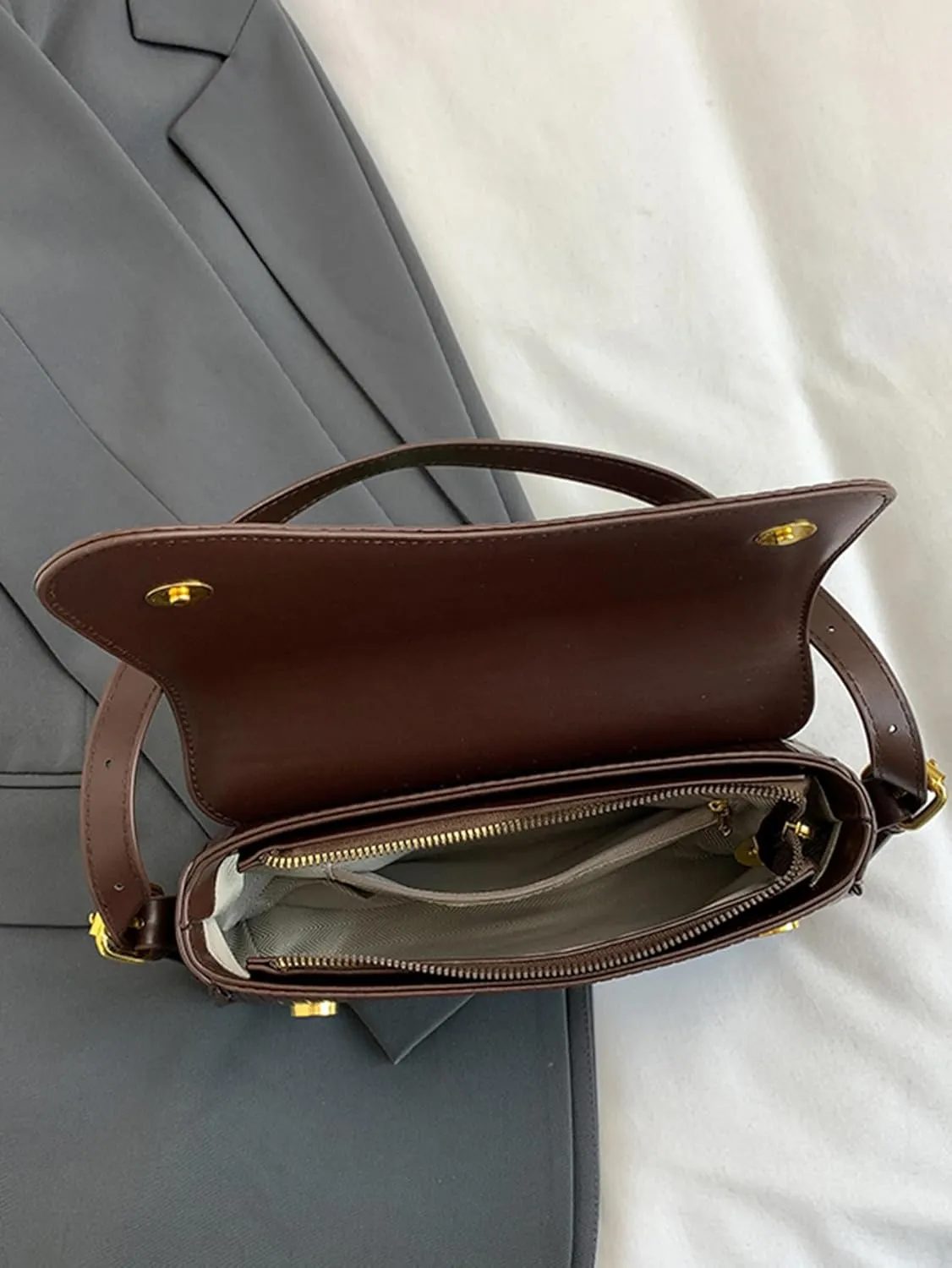 Verdusa Women's Leather Shoulder Bag Clutch Purses Trendy Hobo Crossbody Handbags Y2K Saddle Flap Underarm Purse