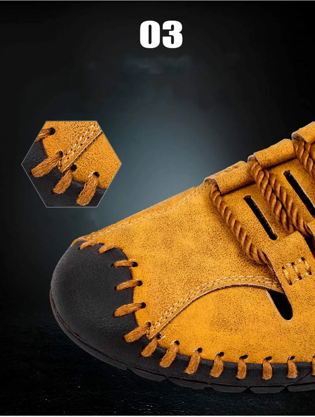 Veslexth Men's Breathable Adjustable Closed Toe Sandals Leather Athletic Outdoor Driving Fisherman for Summer Hiking Sports Business Walking Work Shoes