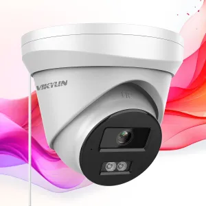 VIKYLIN 4K 8MP IP POE Camera,Hikconnect/SADP/iVMS4200,Smart Hybrid Color Night Vision,Outdoor Security Camera with Audio, AI Human Vehicle Detection, 2.8mm Lens,SD Card Solt